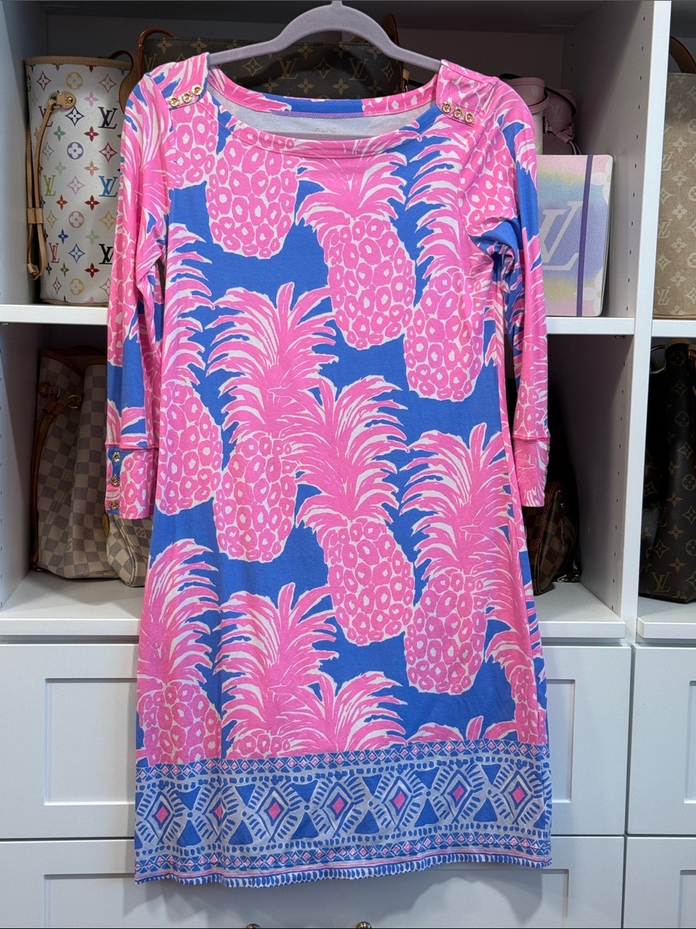 🍍 RARE EUC Lilly Pulitzer Sophie UPF 50+ Dress Pineapple Party Size Small